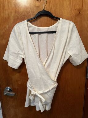 Aday Wrapped in Flax Wrap Top Size M